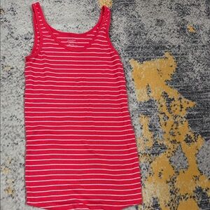 Motherhood Maternity Red & White Ribbed Scoop Tank